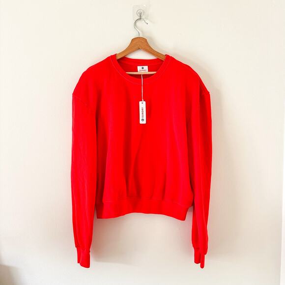 NWT Sundry Crew Neck Long Sleeve Pullover Sweatshirt Red 2 - Picture 1 of 8